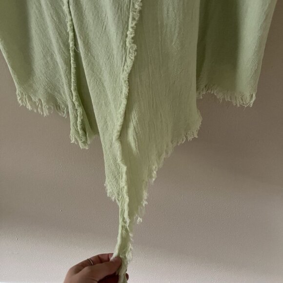 Oh My Gauze Top Womens 2 LXL Green Lagenlook Asymmetrical Art To Wear Distressed - Picture 7 of 10